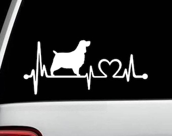English Springer Spaniel Heartbeat Lifeline Dog Decal Sticker BG102 for Car Window for Car Truck SUV Van Window or Laptop