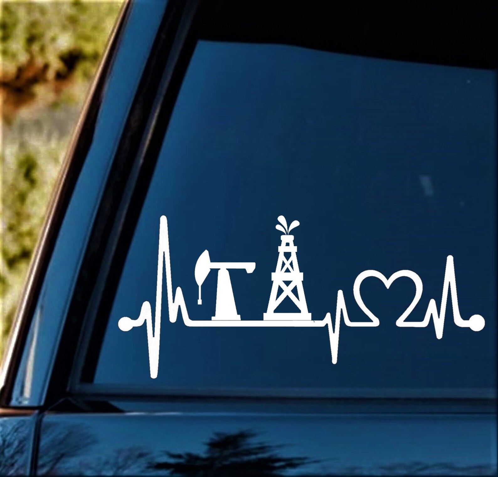 Oilfield Pumpjack Oil Rig Decal Sticker | Pumpjack Heartbeat Decal ...
