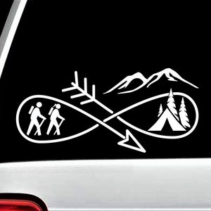 Hiking Camping Adventure Infinity Arrow Decal Sticker for Car Window BG 488