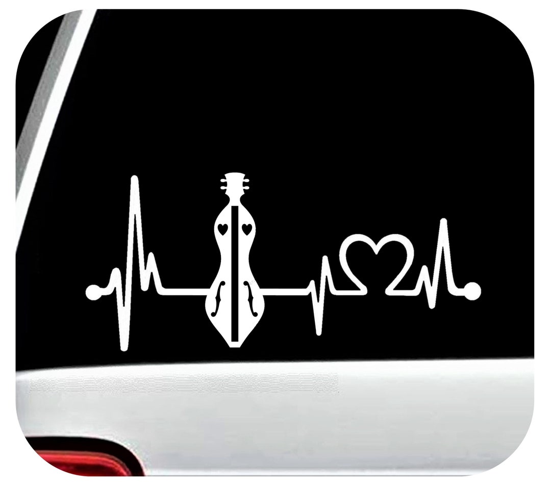 Dulcimer Decal for Car Mountain Dulcimer Lifeline Heartbeat Sticker for