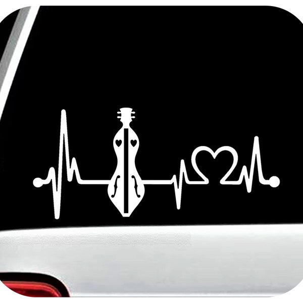 Dulcimer Decal for Car | Mountain Dulcimer Lifeline Heartbeat Sticker for Car Window | Dulcimer Music Decal | BG 908