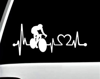 Bicycle Cycling Heartbeat Lifeline Decal Sticker for Car Window | BG 520