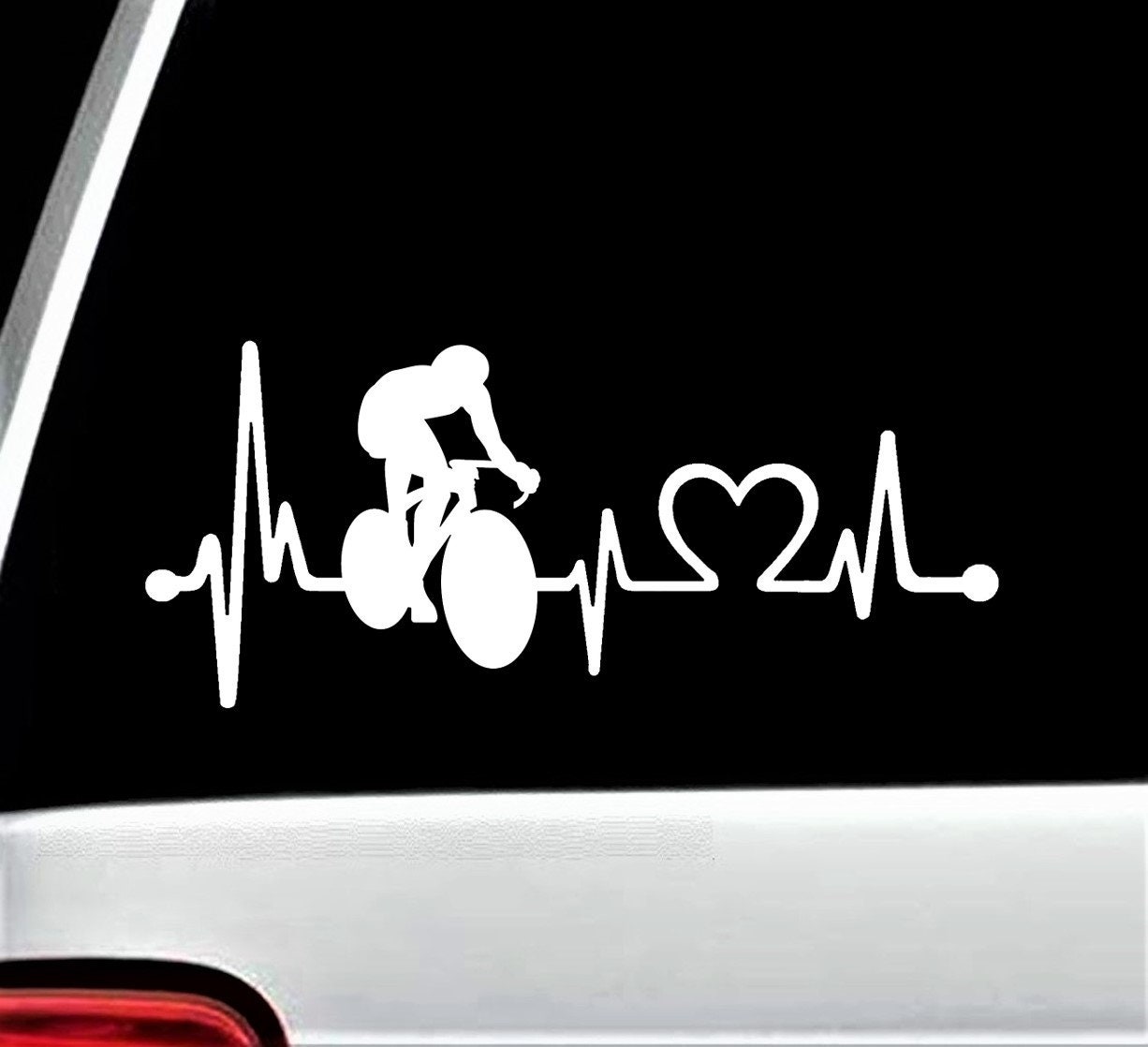 Bicycle Cycling Heart beat Life Decal Sticker for Laptop Car window Home wall 