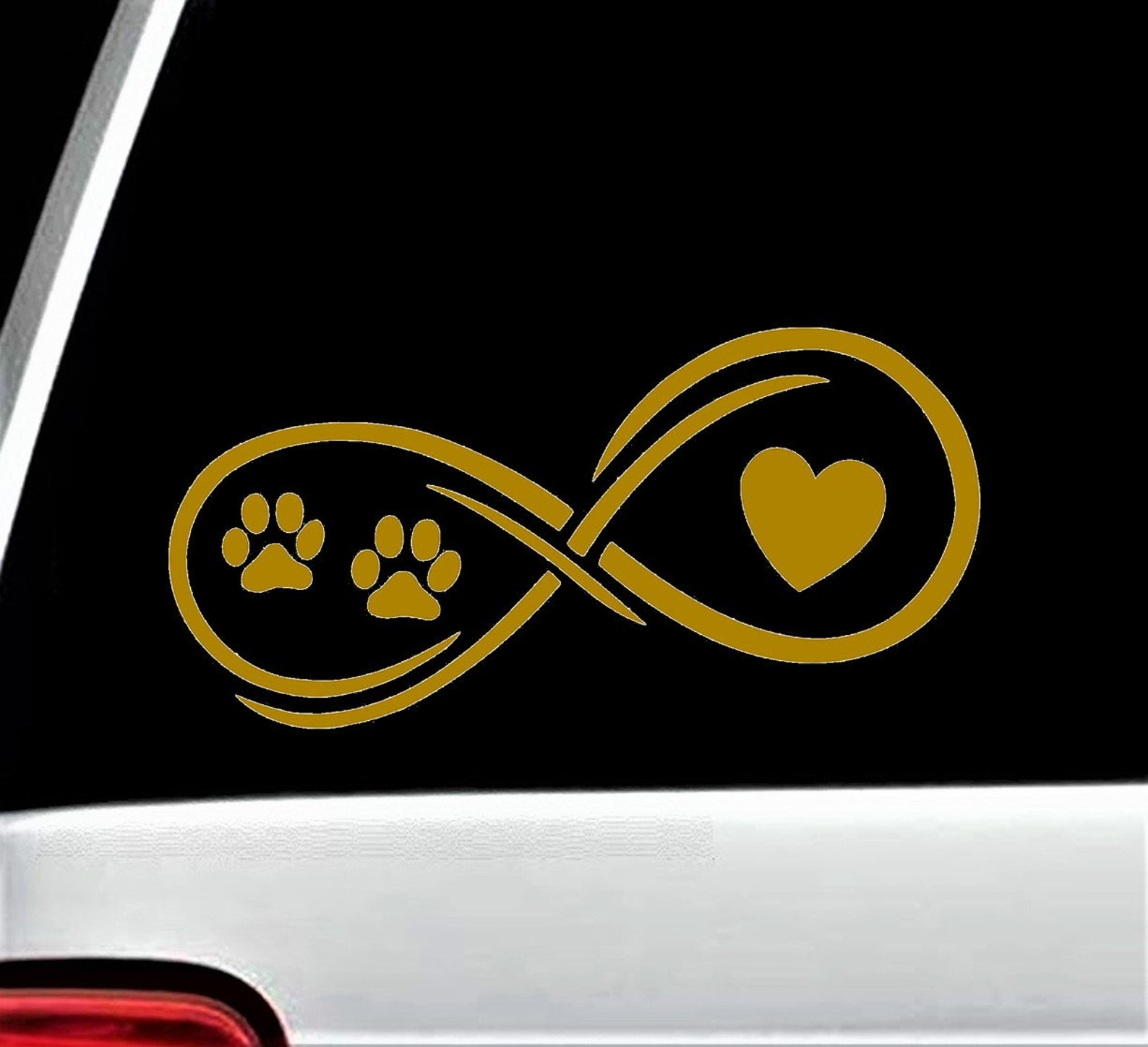 Infinity Love Heart Paws Paw Pet Dog, Pegatina Para Coche, Ventana