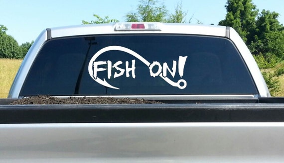 Fish On Fishing Decal Sticker for Car Truck SUV Van Window Wall Mirror Boat  Trailer | A1186