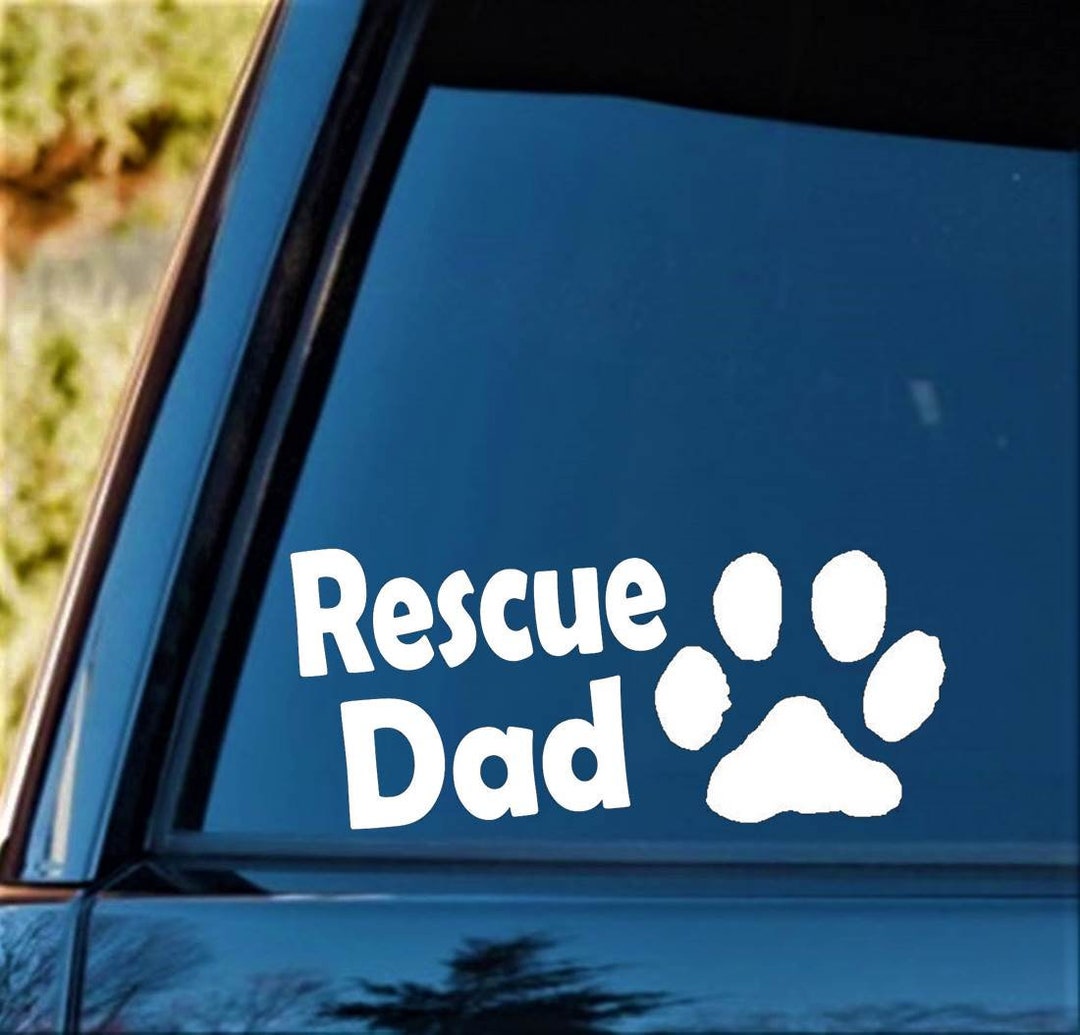 Rescue Dad Dog Breed Paw Decal Sticker for Car Window Pet Gift ...