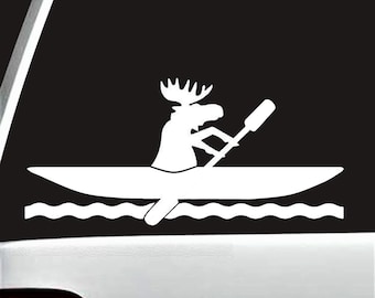 Moose Kayak Decal Sticker for Car Window | Moose Kayaker Outdoors Adventure Accessory | Elk Kayaking Sticker | BG 823