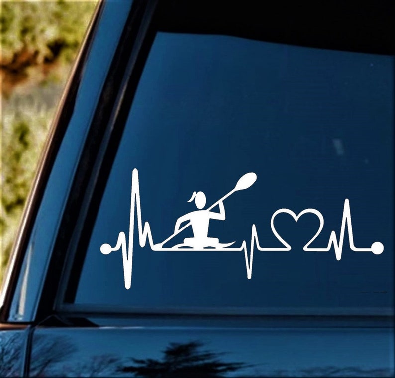 Girl Kayak Decal Sticker for Car Window Kayak Heartbeat Etsy