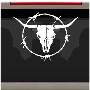 Longhorn Cow Skull Barb Barbed Wire Western Rodeo Decal Sticker | Graphics for Truck Trailer | L1035