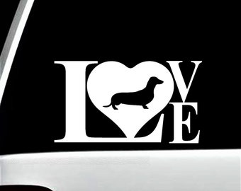 Dachshund Love Decal Sticker for Car Window | B1077