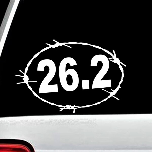 Runner Running 26.2 Marathon Barbed Wire Decal Sticker for Car Truck Window 6.0 Inch BG 232