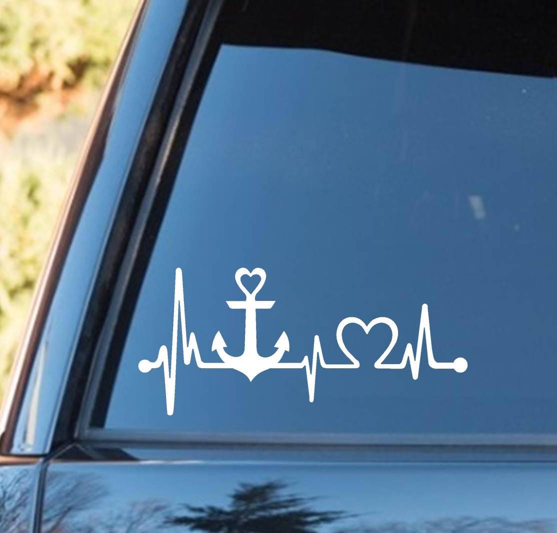 Boating Decal for Car Window Anchor Heartbeat Lifeline Decal Etsy.de