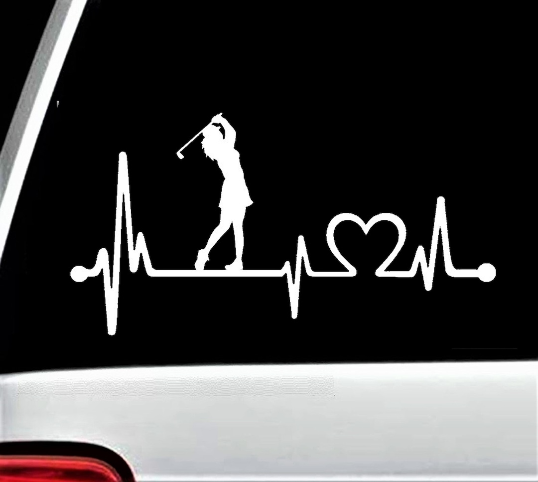Golf Cart Decal Ladies Golf Decal for Car Window Heartbeat Lifeline