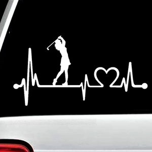 Golf Cart Decal | Ladies Golf Decal for Car Window | Heartbeat Lifeline Decal Sticker | Golf Decal Accessory | for Car Window