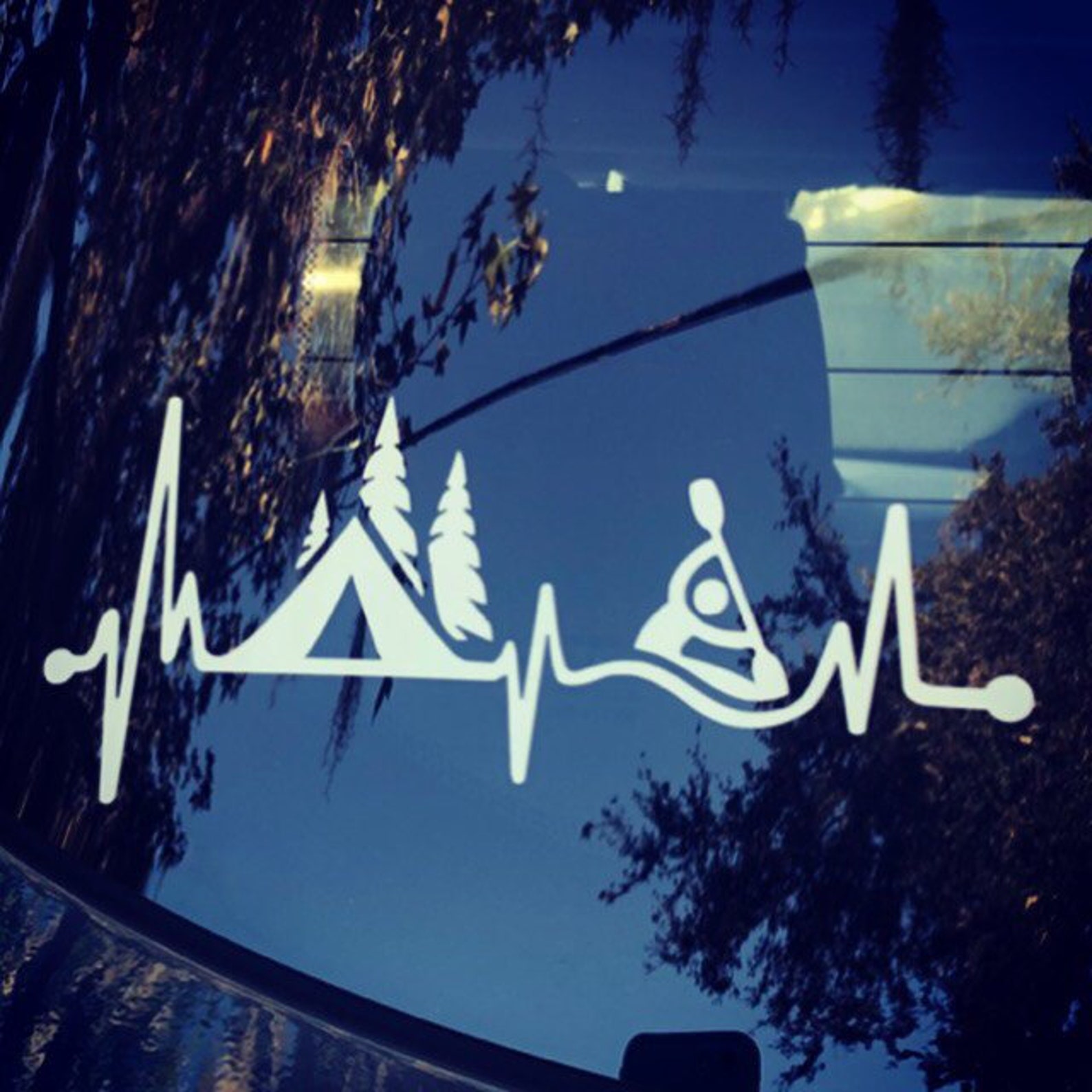 Camping Tent Kayak Heartbeat Lifeline Decal Sticker Canoe Camper ...
