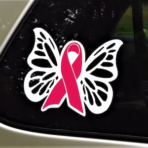 Breast Cancer Pink Ribbon Awareness Decal Sticker for Car | Pink Cancer Ribbon for Window or Laptop Wall Window Art
