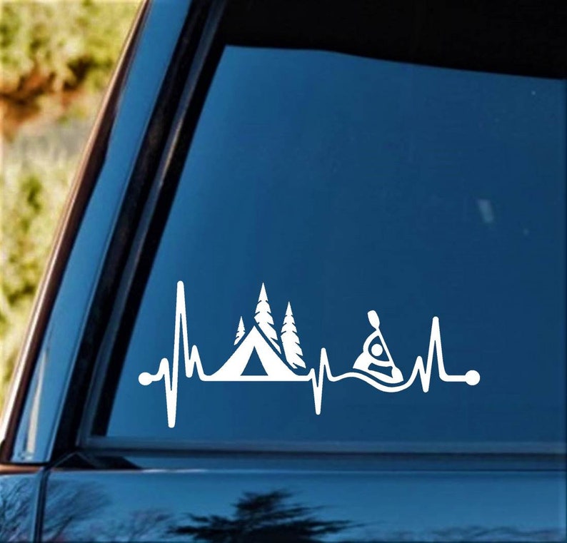 Camping Tent Kayak Heartbeat Lifeline Decal Sticker Canoe Etsy