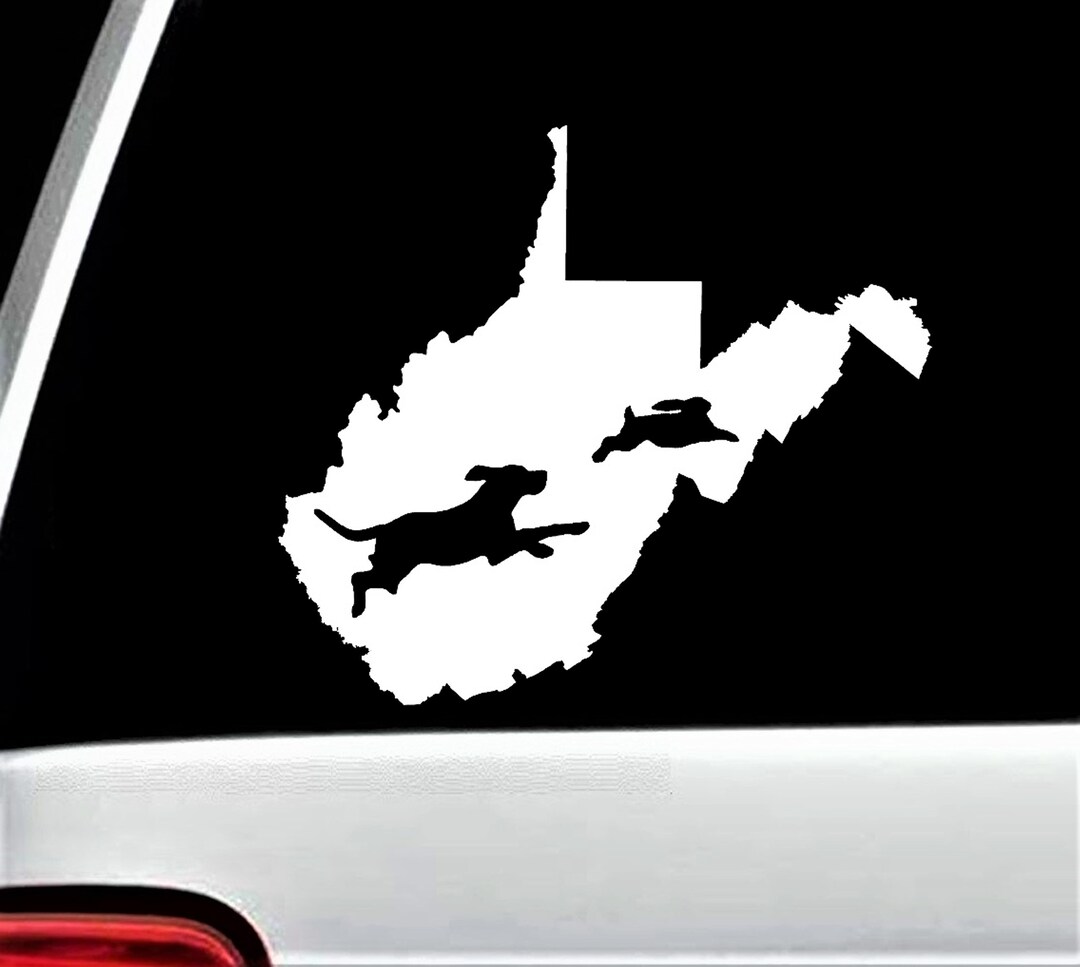 West Virginia Beagle Dog Chasing Rabbit Decal Sticker for Car Window ...