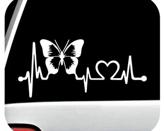 Butterfly Heartbeat Lifeline Monitor Decal | Butterfly Stickers | Butterfly Gifts | Butterflies | Butterfly for Scrapbooking | K1125