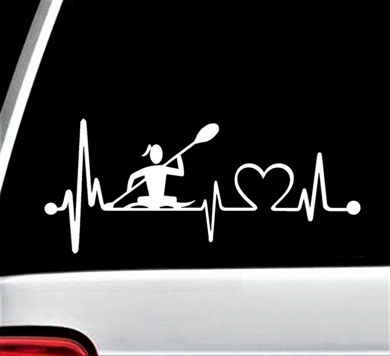 Girl Kayak Decal Sticker for Car Window Kayak Heartbeat Etsy
