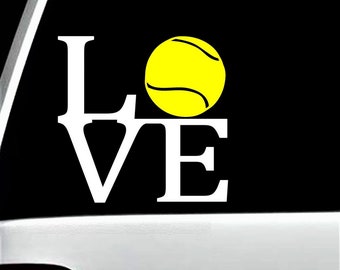 Love Tennis Decal Sticker for Car Window 5 Inch BG 140 Yellow Ball