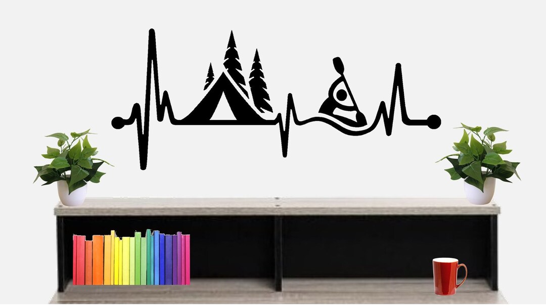 Camping Tent Kayak Heartbeat Lifeline Wall Decal Camper Hiker Camp Hike ...