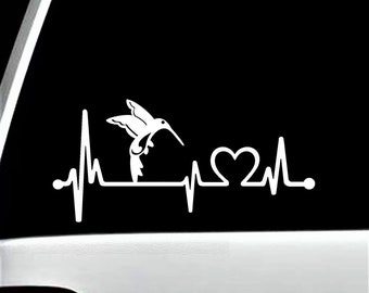 Hummingbird Decal Sticker for Car Window | Hummingbird Heartbeat Decal | Hummingbird svg | 8.0 Inch BG 341