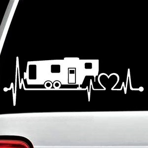 Fifth Wheel Camper Decal | 5th Wheel Travel Trailer Heartbeat Lifeline Decal Sticker | K1151
