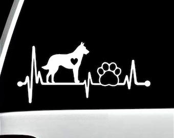 Belgian Malinois Decal | Heartbeat Decal | Lifeline Decal Sticker for Car Window BG 164
