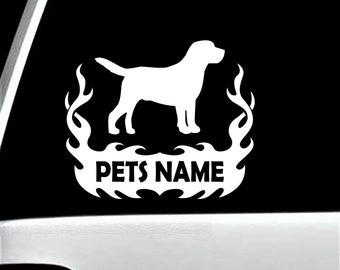 Personalized Lab Labrador Decal Sticker with Dogs Name for Car Window BG 477
