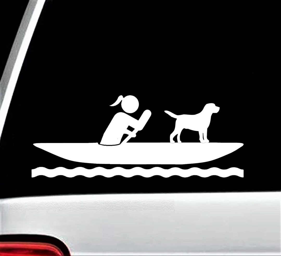 Kayak Decal Kayak With Dog Decal Sticker for Car Window Girl or Guy