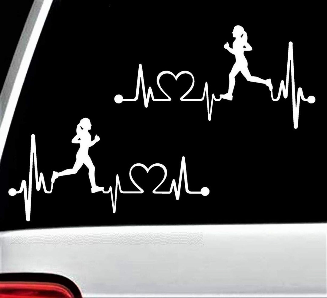 Run Girl Heartbeat Lifeline Running Decal Stickers for Car Window 2 ...