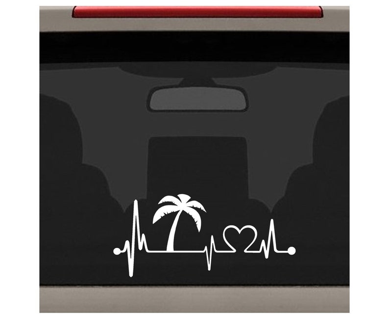 Palm Tree Heartbeat Lifeline Vacation Decal Sticker Palm Tree Decal for Car Surf Sand Sun Beach Ocean K1016 image 8