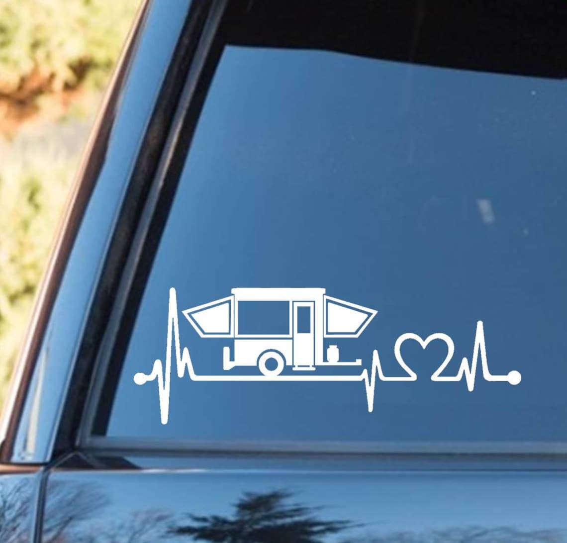 Pop up Camper Travel Trailer Heartbeat Lifeline 8 Inch Decal Sticker ...