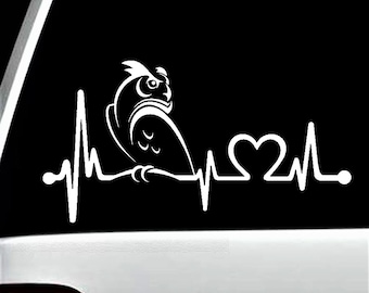 Owl Heartbeat Lifeline Decal Sticker for Car Window | K1082