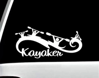 Kayaker Kayak Car Decal Sticker for Window BG267 kayaking canoe