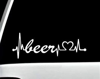 Beer Heartbeat Lifeline Decal Sticker for Car Window BG 120