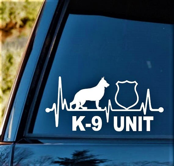 2 Adesivi Auto Vinilici K9 K-9 Polizia Sagoma Cane – Decalcomania Bianca Opaca Per Auto O Furgoni, Effetto Rimovibile