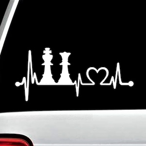 King Queen Chess Set Heartbeat Lifeline Decal Sticker Board Game Pieces F1084