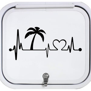 Palm Tree Heartbeat Lifeline Vacation Decal Sticker Palm Tree Decal for Car Surf Sand Sun Beach Ocean K1016 image 5