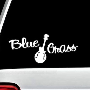 Bluegrass Music Mandolin Decal Sticker for Car Pick and Grin J1019