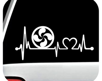 Lauburu Heartbeat Vinyl Decal, Basque Symbol Car/Window Sticker