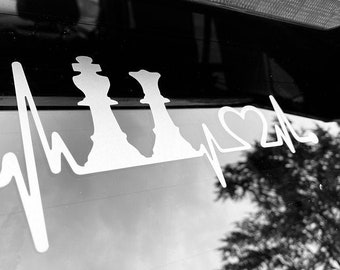 F1084 King Queen Chess Set Heartbeat Lifeline Decal Sticker Board Game Piece sup
