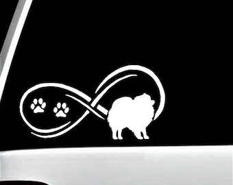 Pomeranian Pom Infinity Pet Paw Decal Sticker for Car Window | Pom Mom Spitz Decal | BG 285