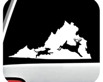 Beagle Chasing Deer in Virginia Decal Sticker for Car Window | Rabbit Hunting Decal | Gift for Deer Hunter