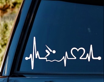 Pegatina Decorativa 'Heart Beat Line' Para Coche, Moto O Laptop - Vinilo De 15 Cm, Impermeable, Diseño De Pulso De Corazón Y Triatlón