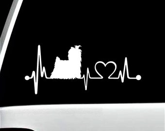 Yorkshire Terrier Heartbeat Lifeline Yorkie Infinity Dog Decal Sticker K1031