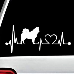 May include: White silhouette of a dog with a heartbeat and a heart symbol. The design is on a black background.