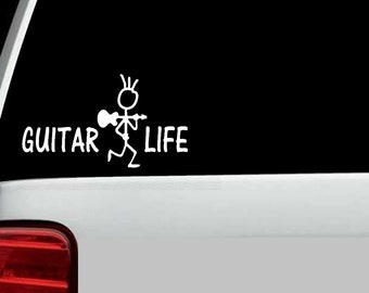 Guitar Life Decal Sticker for Car Window  Music Guitar Bass Banjo Mandolin Acoustic Electric Folk D1065