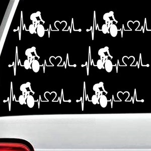 Bicycle Cycling Heartbeat Lifeline Decal Sticker for Car Window 6-COUNT | BG 520